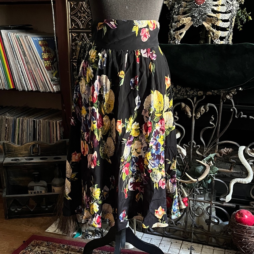 Trashy Diva Black Martini Floral 40s high waisted pinup Skirt